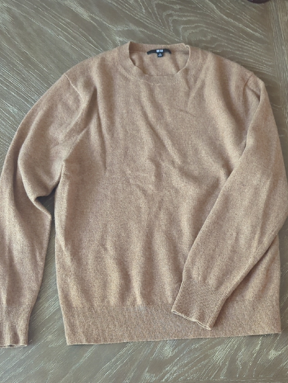 Uniqlo Camel Colored Crew Sweater Cashmere Size Medium
